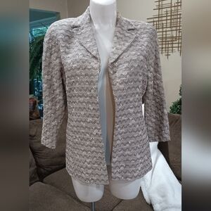 Doncaster Blazer Silk Blend Single Button Neutral Tweed Women's Jacket Size 14